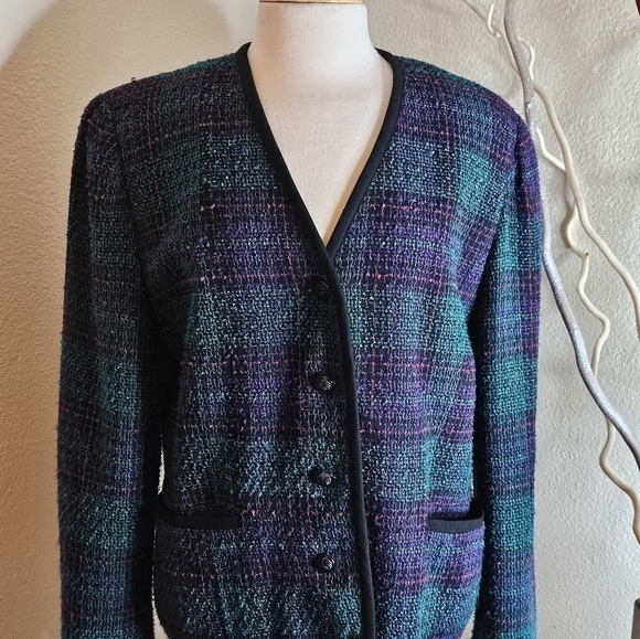Koret Jackets & Blazers - Vintage 80s/90s purple & teal plaid blazer